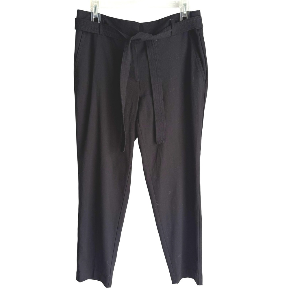 LOFT Outlet‎ Black Tie Waist Straight Leg Work Career Ladies Pants, 8